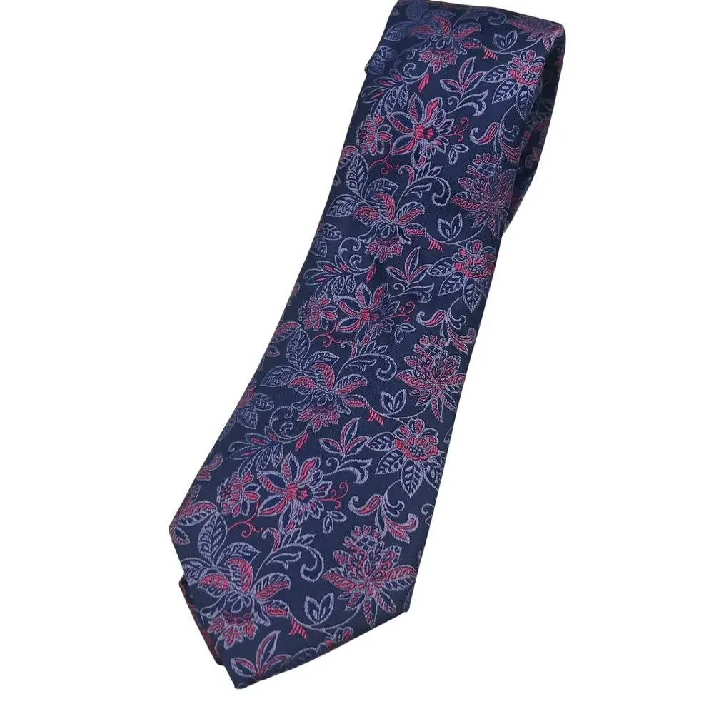 NWT $80 Ted Baker Silk Blue Purple Floral Neck Tie Made in Italy